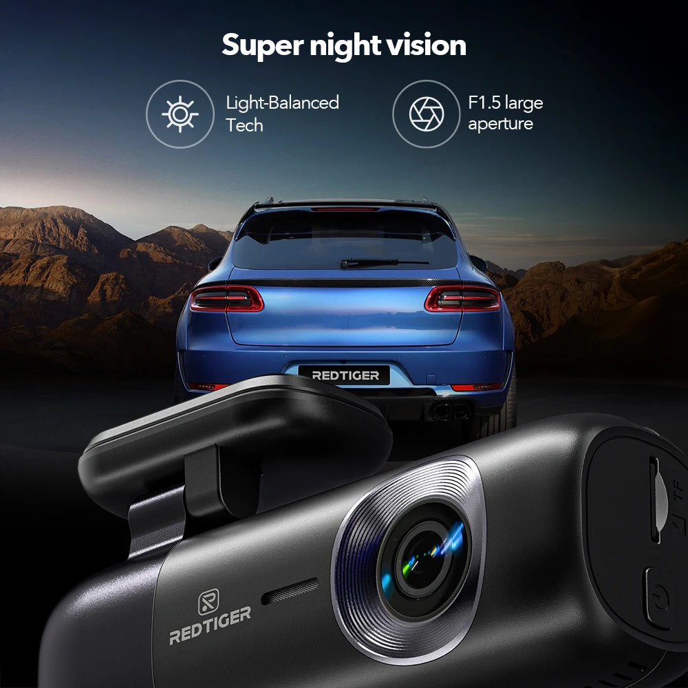 WiFi GPS 4K Dash Cam | REDTIGER F9 Front Rear Night Vision